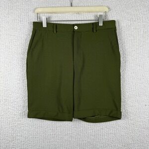 Zara Man Olive Green Dress Shorts Cuffed Hem Casual Chino Style Size 30